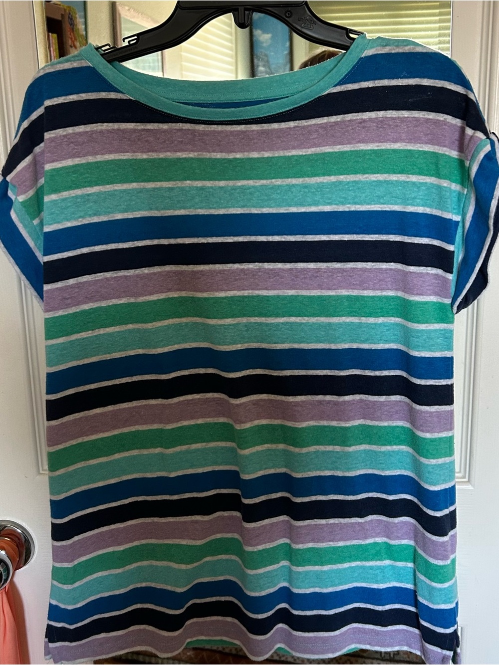 Talbots Striped Tee in Teal, Navy, Lavender & White